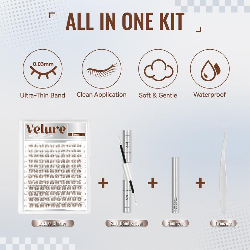 Trending Brown Lash Collection | Dark & Light Brown Velure Flaunt | Flawless for Fair/Dark Hair | Reusable, Lightweight & Natural Brown Flora Brown Venus Natural Daily, Volumn Style | Beginner-Friendly | DIY Lashes