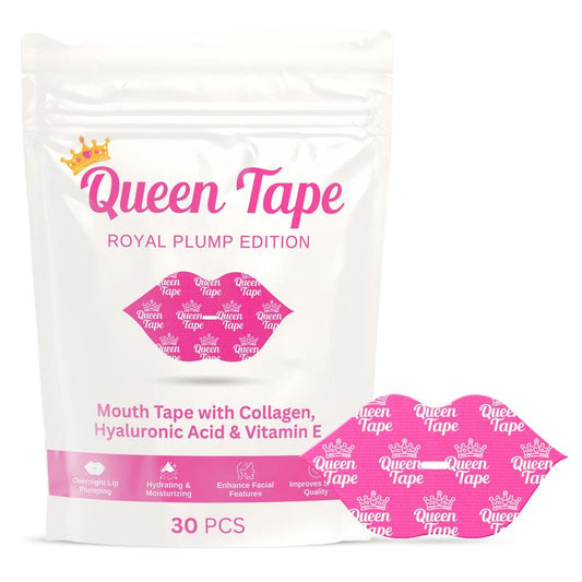 Queen Tape - Hydrating & Moisturizing Mouth Tape for Sleep - Royal Plump Edition - Lip Plumping - Mouth Tape with Collagen Hyaluronic Acid & Vitamin E - One Month Supply