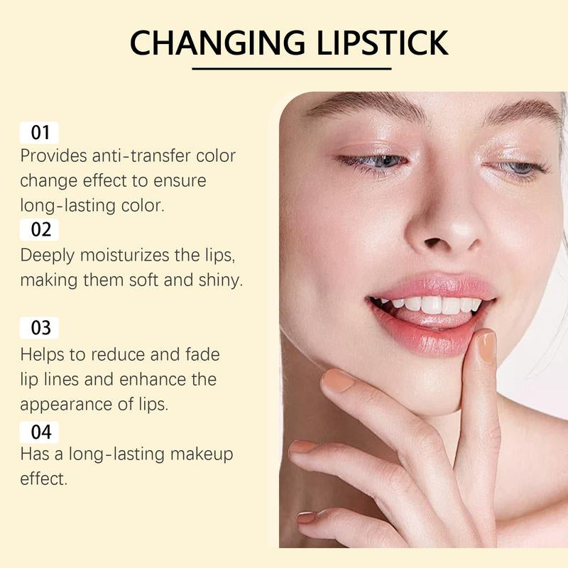 2Pcs Transferproof Color Changing Lipstick Long Lasting Ahydrating Lip Balm Moisturizing Temperature-Sensitive Color Change Moisture Moisturizer Hydrate Long Hydrating Gloss Lipgloss Cosmetic Glossy Luxury Plumping Ph Lipstick Color for Girls & Women