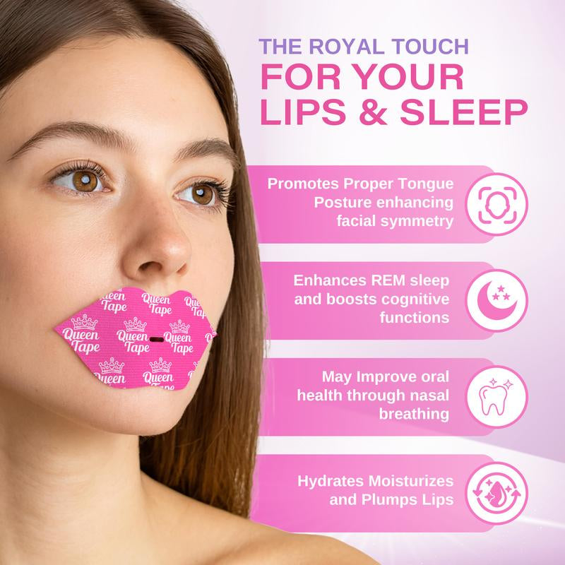 Queen Tape - Hydrating & Moisturizing Mouth Tape for Sleep - Royal Plump Edition - Lip Plumping - Mouth Tape with Collagen Hyaluronic Acid & Vitamin E - One Month Supply