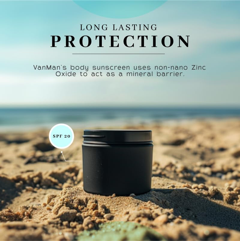 Vanman'S - Zinc and Tallow Sunscreen (3 Pack) - Water Resistant 20 SPF Beef Tallow Sunscreen with Olive Oil, Beeswax - Mineral with Non-Nano Minerals - 2.8 Ounce